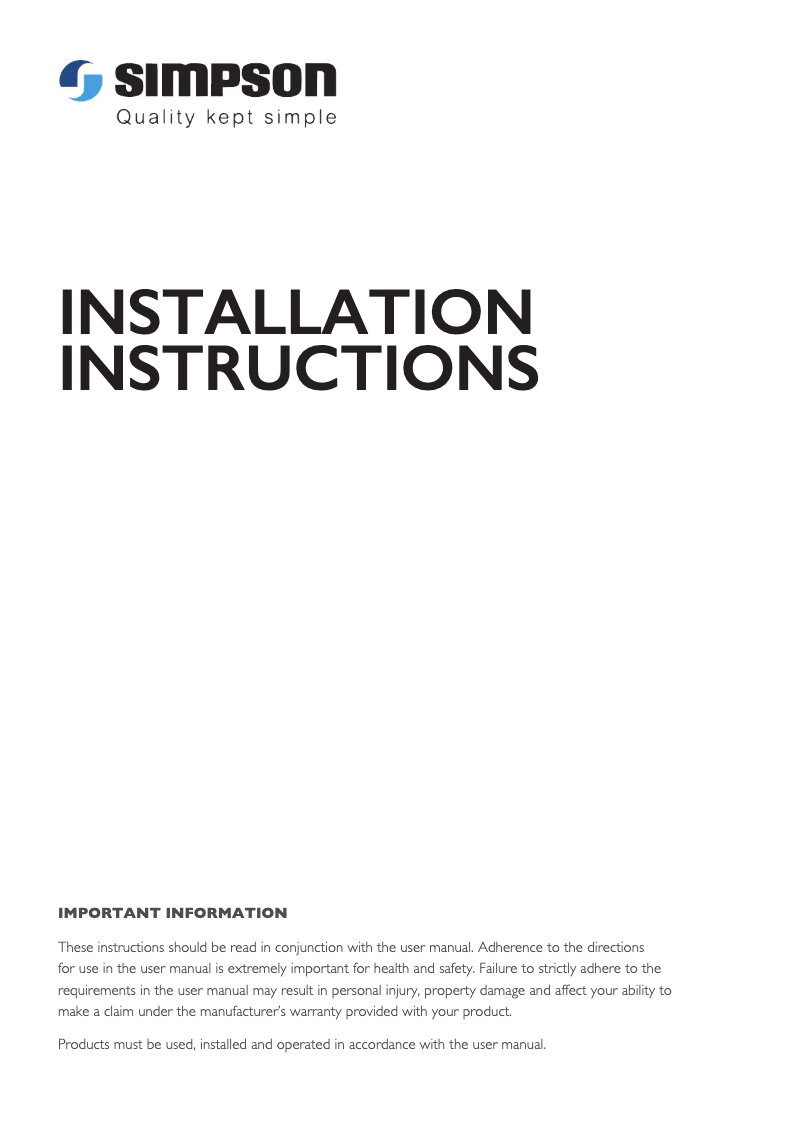 Página 1 del manual Guía de instalación Westinghouse WWT7084J5WA