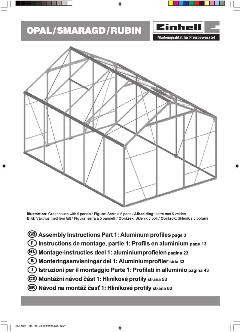 Image de la première page du manuel de l'appareil OPAL 1