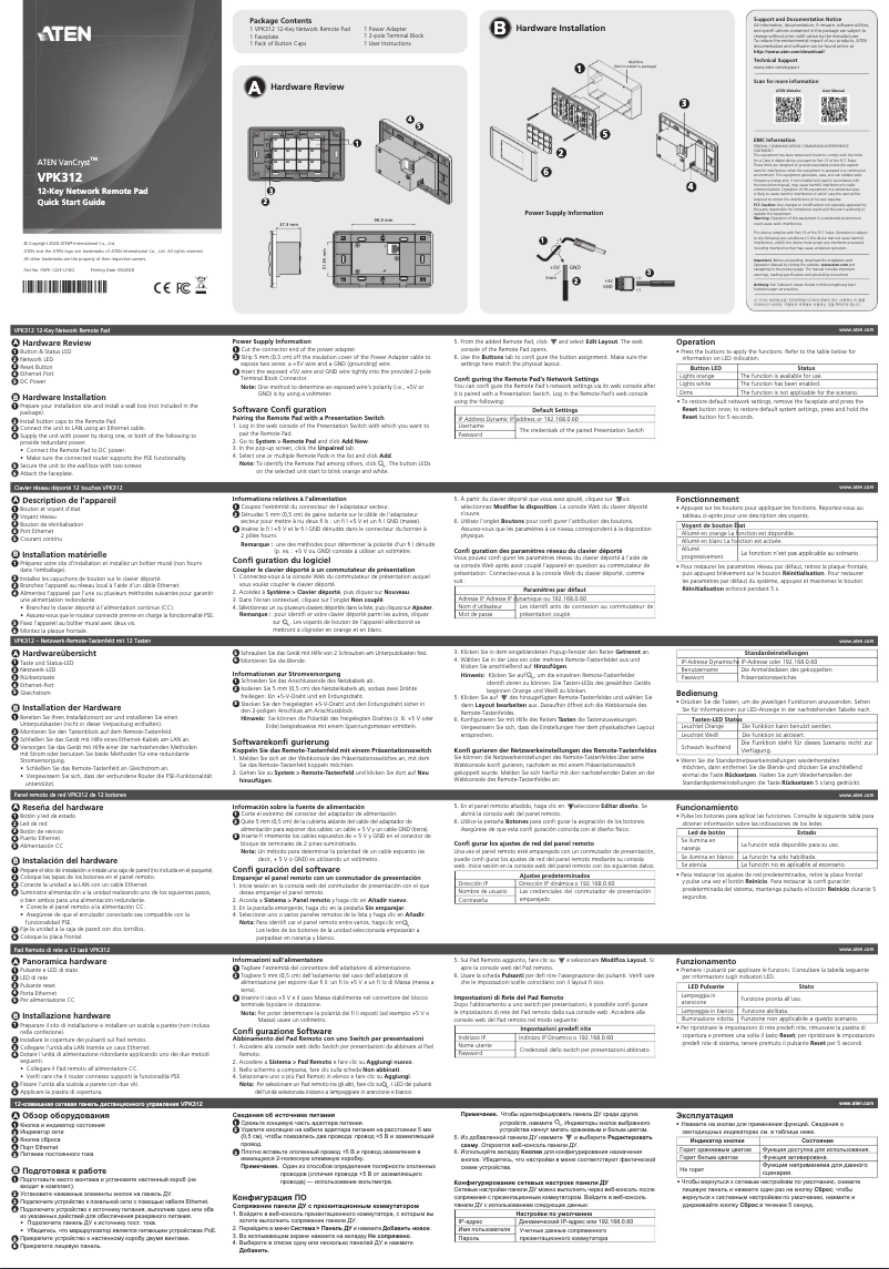 Page n°1 - Manuel utilisateur ATen VPK312