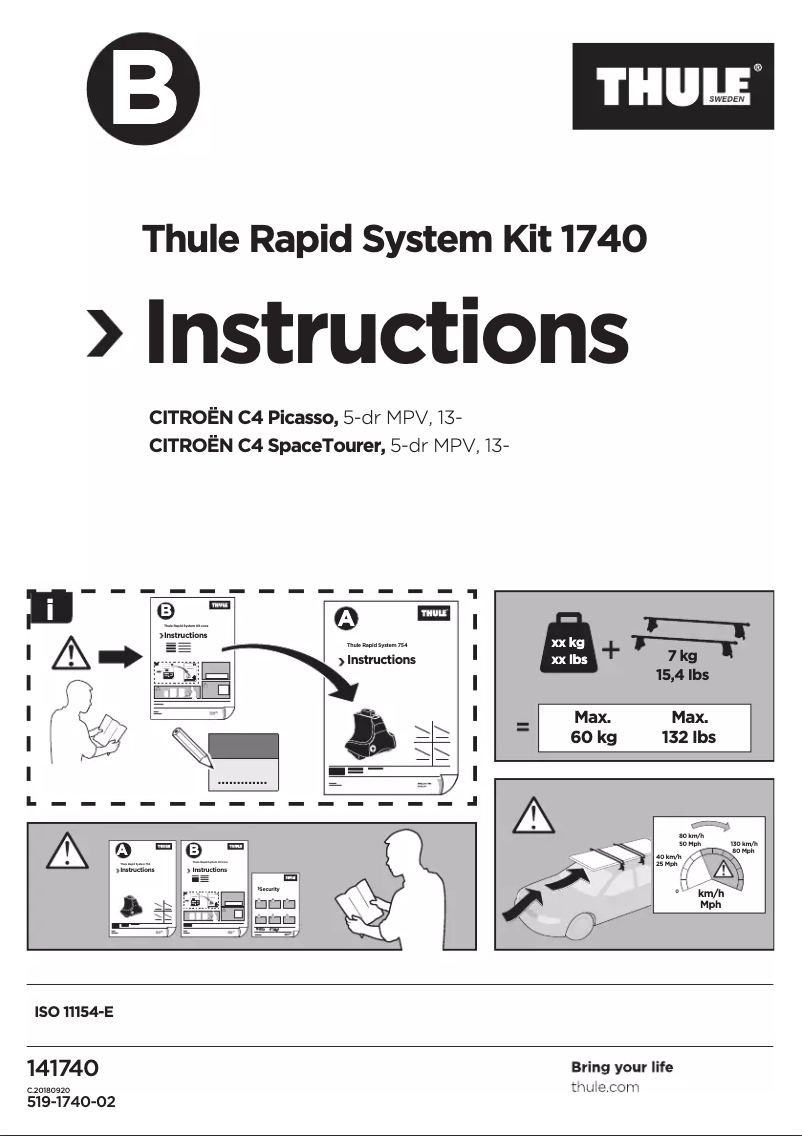 Page 1 de la notice Manuel utilisateur Thule Rapid System Kit 1740