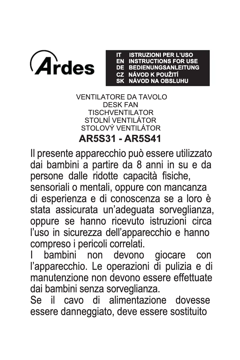 Imagen de la primera página del manual del dispositivo AR5S41