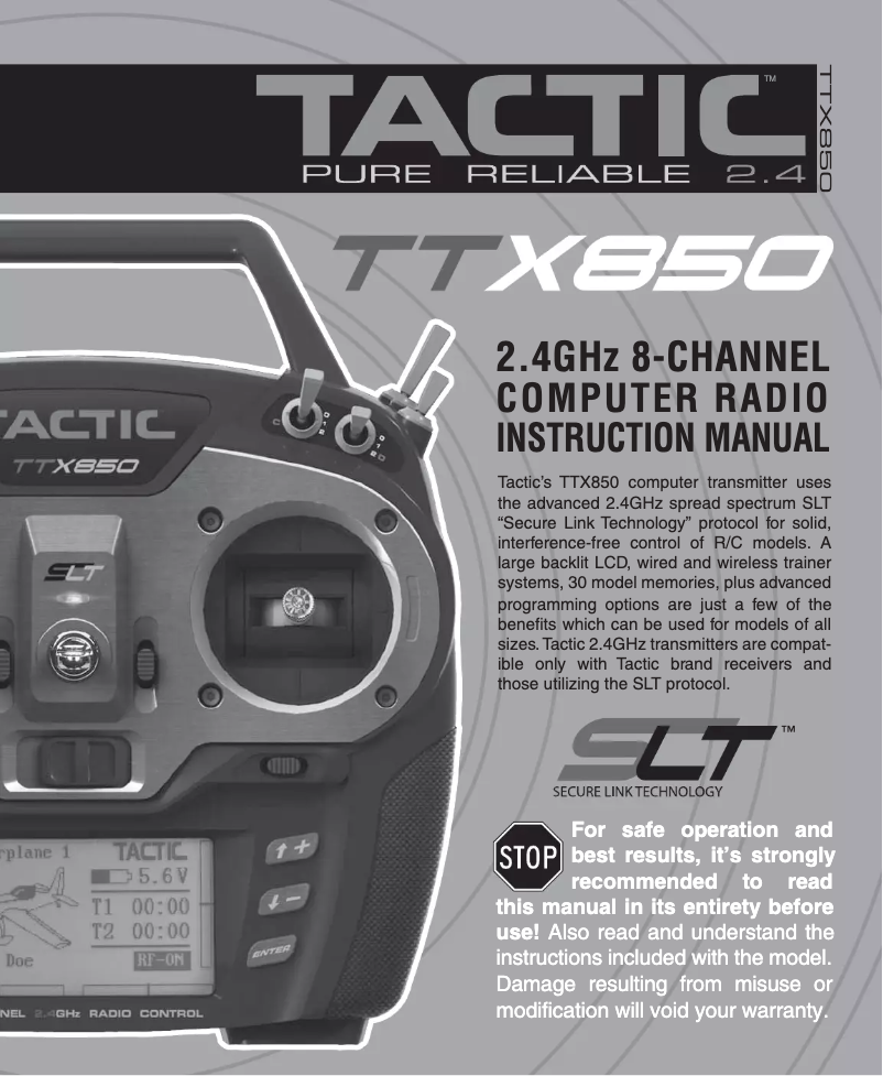Page n°1 - Manuel utilisateur Tactic TTX850