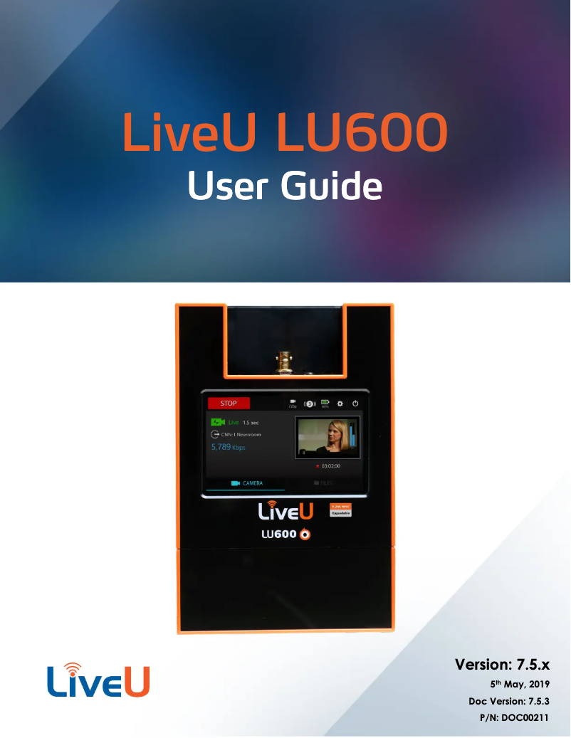 Page 1 de la notice Manuel utilisateur LiveU LU600