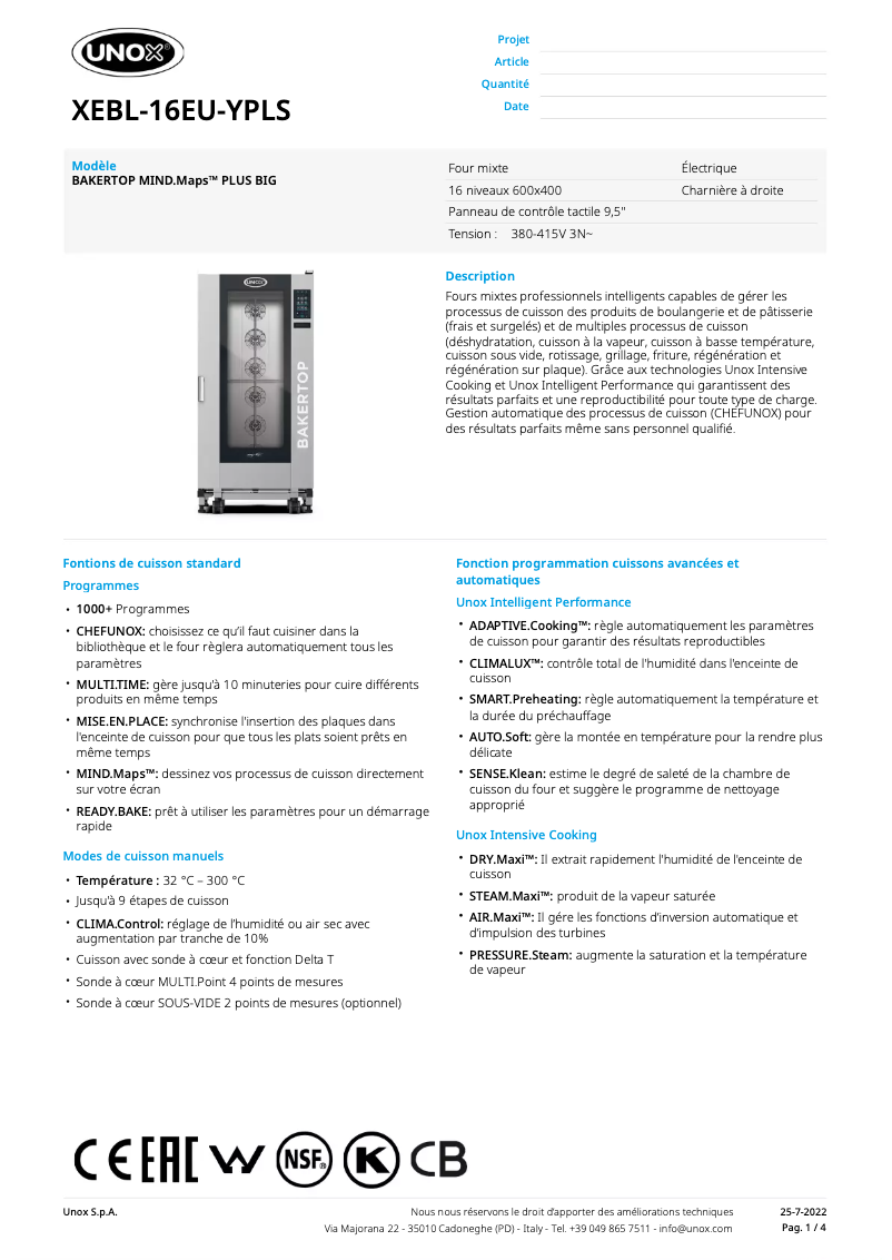 Image de la première page du manuel de l'appareil BAKERTOP MIND.Maps BIG PLUS