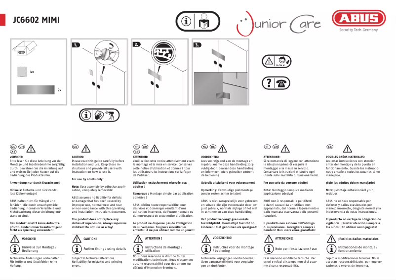 Page n°1 - Instructions / montage Abus JC6602