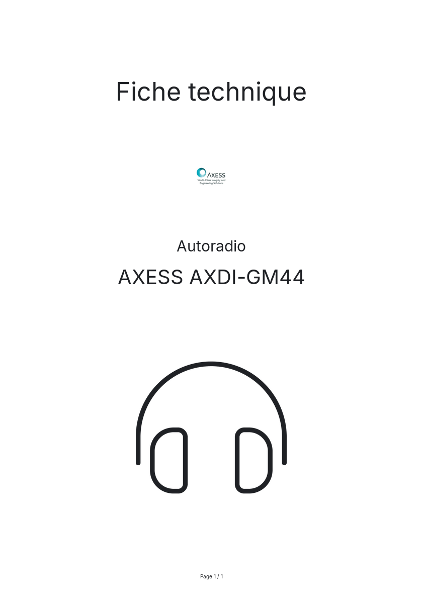 Page n°1 - Fiche technique AXESS AXDI-GM44