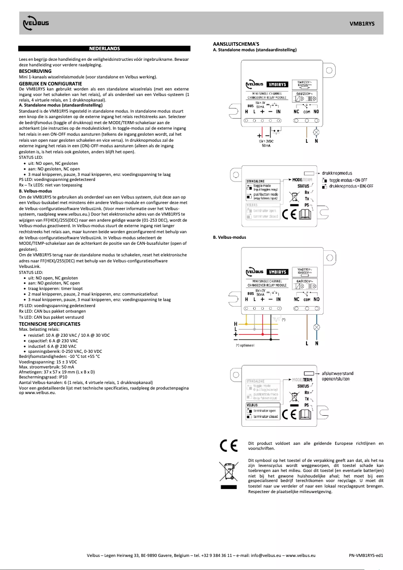 Image de la première page du manuel de l'appareil VMB1RYS