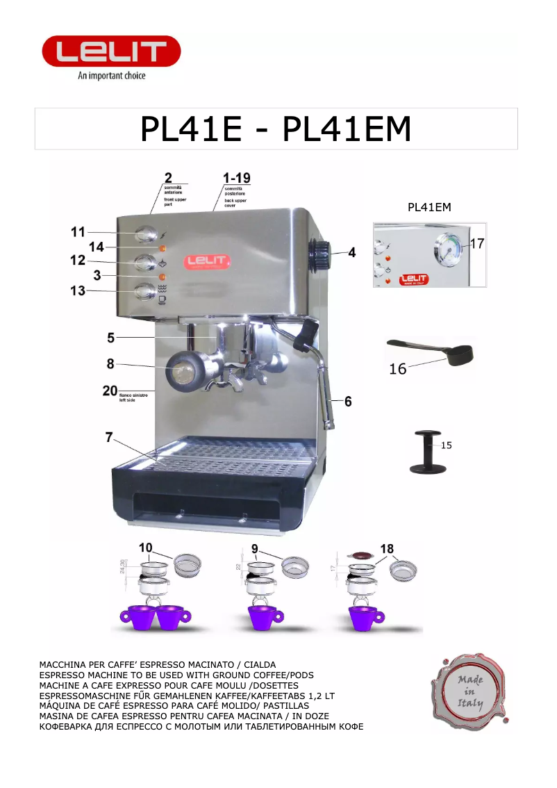 Image de la première page du manuel de l'appareil PL41EM