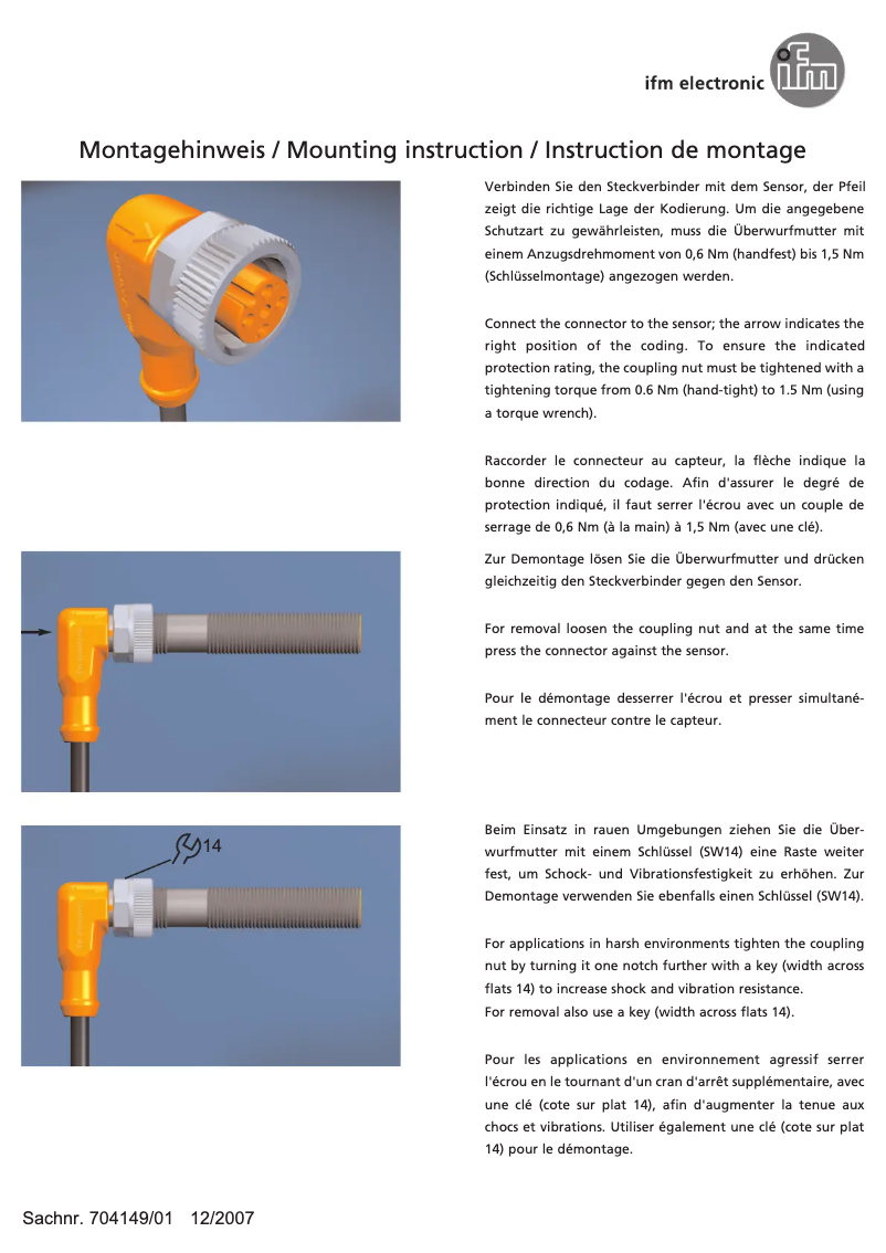 Page 1 de la notice Manuel utilisateur IFM EVT635