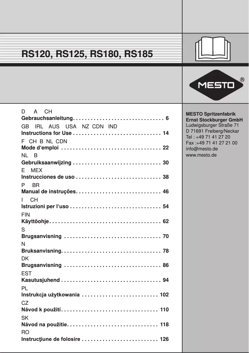 Page 1 de la notice Manuel utilisateur MESTO RS185