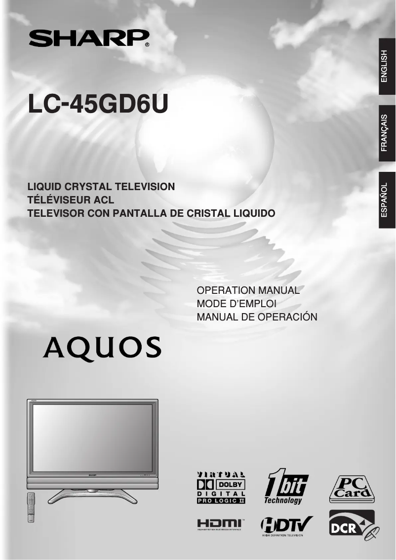 Page n°1 - Manuel utilisateur Sharp AQUOS LC-45GD6U