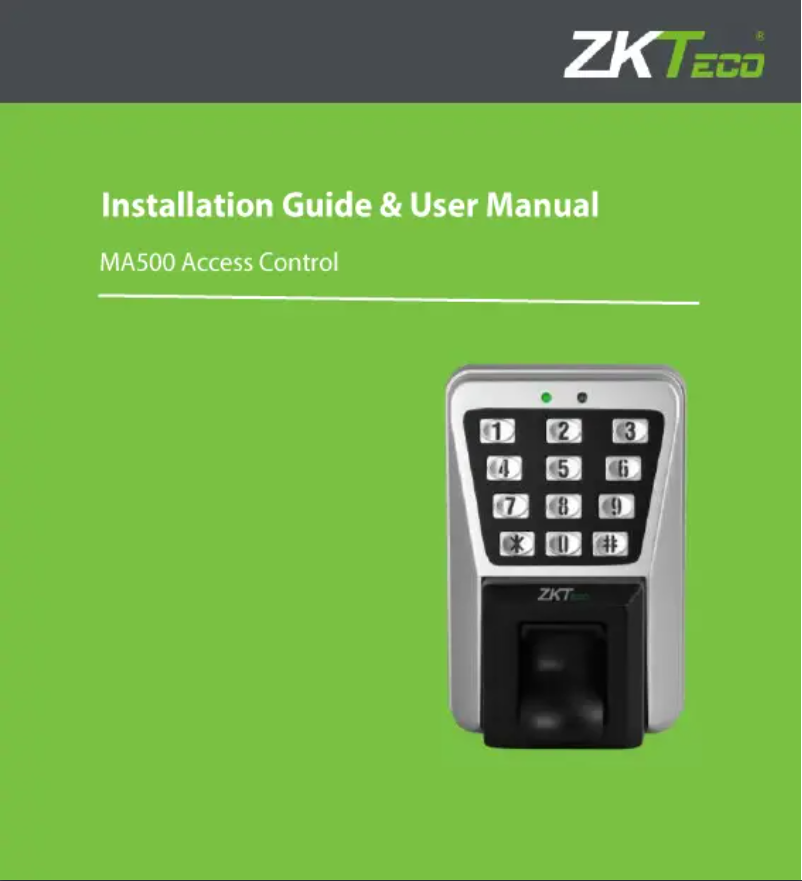 Page 1 de la notice Guide d'installation ZKTeco MA500