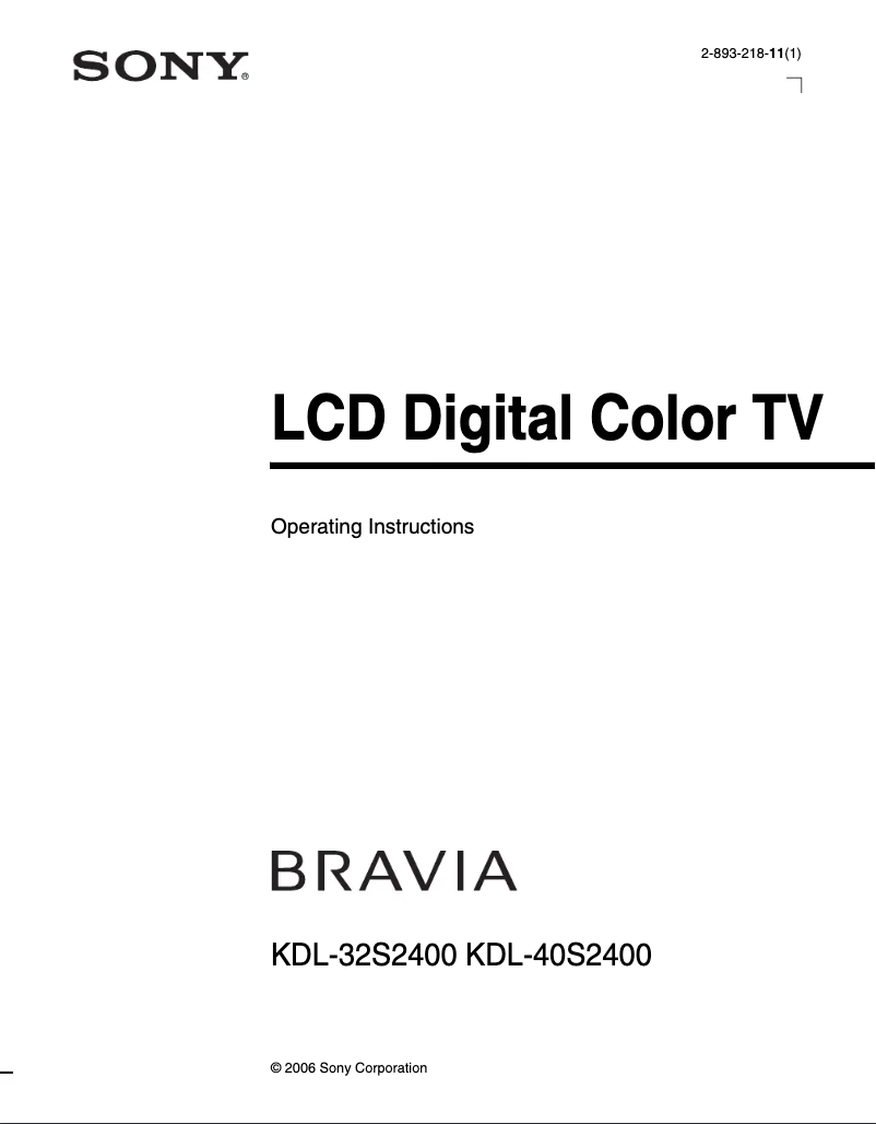 Página 1 del manual Manual de usuario Sony Bravia KDL-40S2400