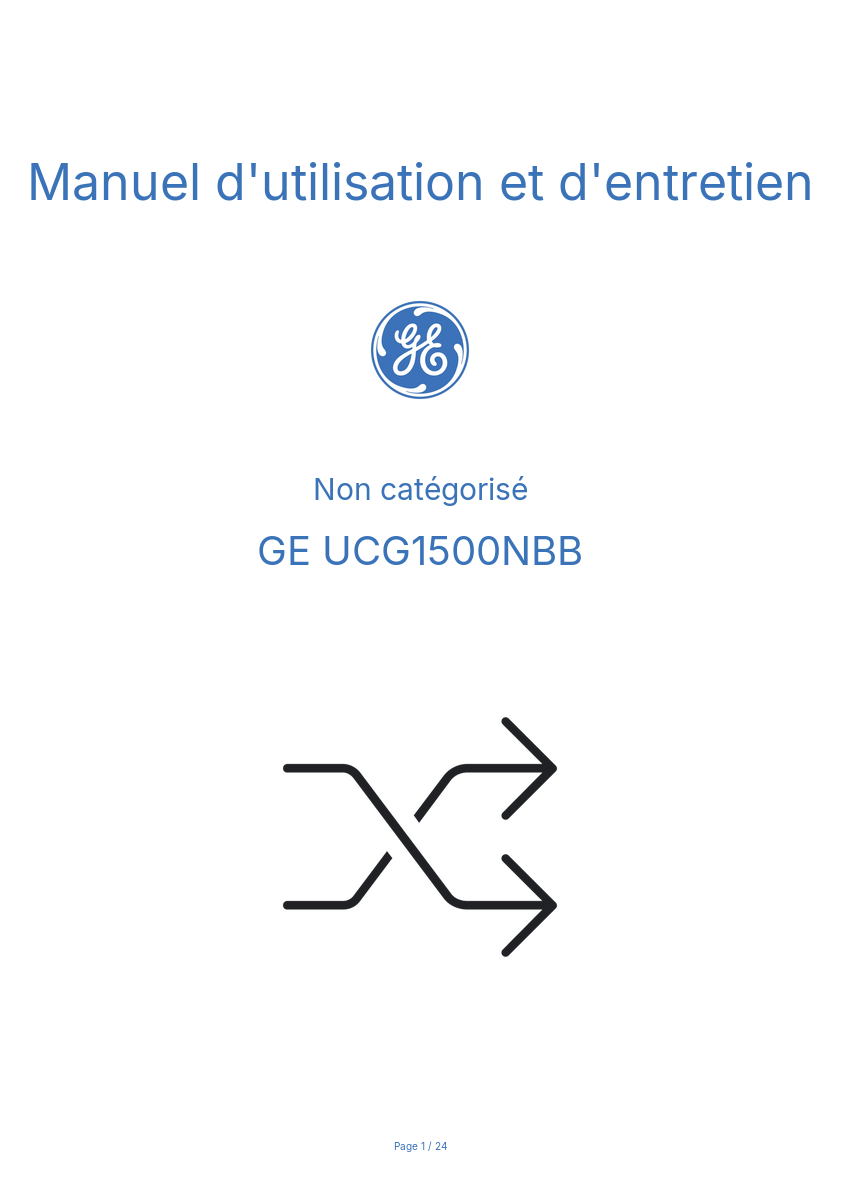 Page n°1 - Manuel d'utilisation et d'entretien GE UCG1500NBB