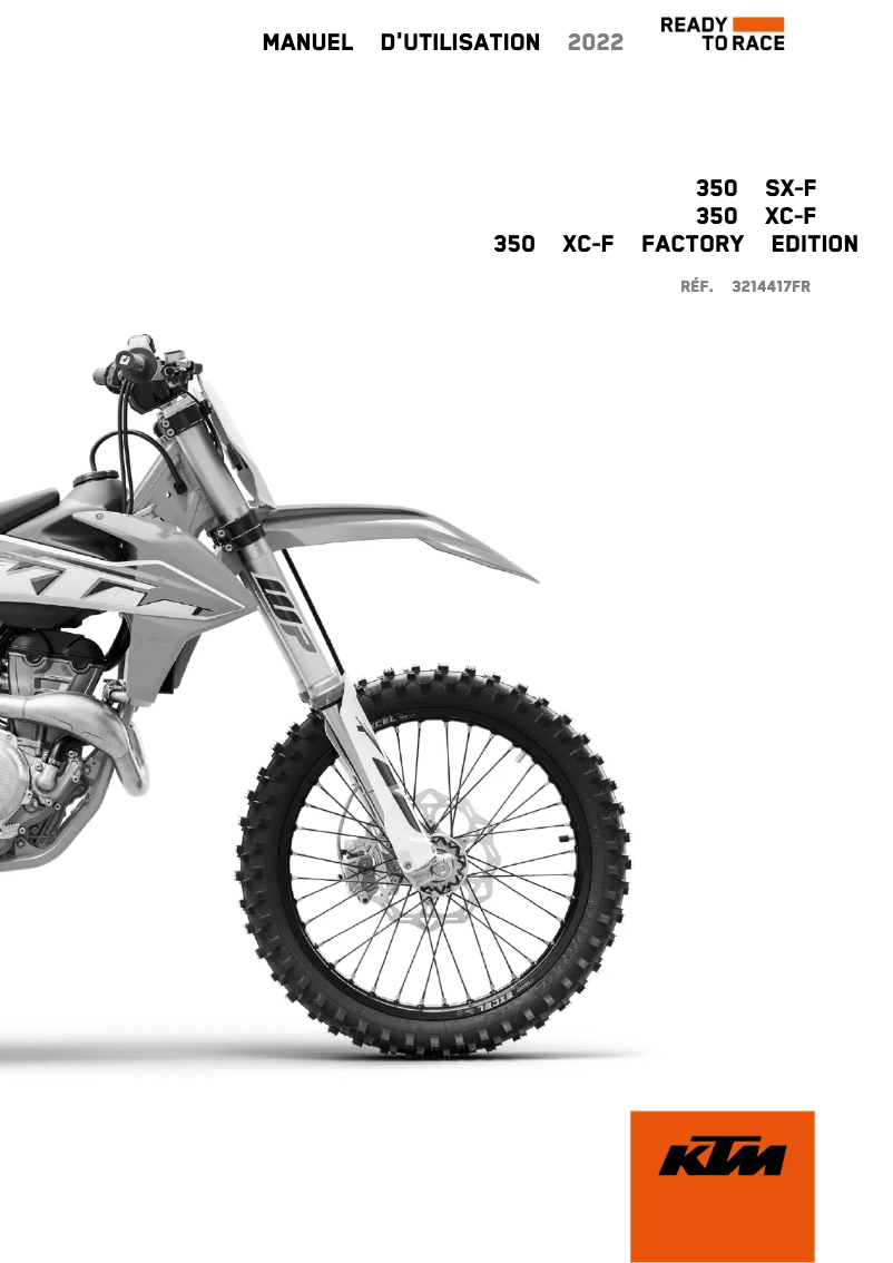 Page 1 de la notice Manuel utilisateur KTM 350 SX-F (2022)