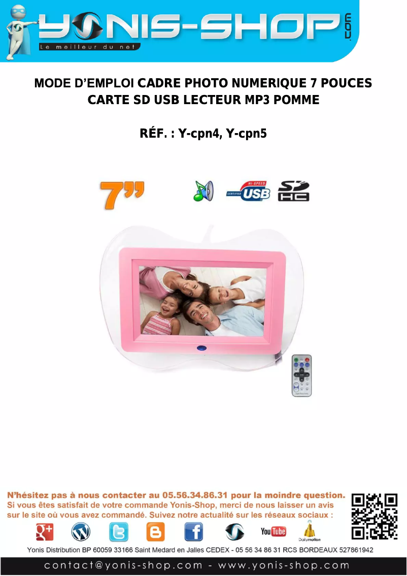 Page n°1 - Manuel utilisateur Yonis Y-cpn4