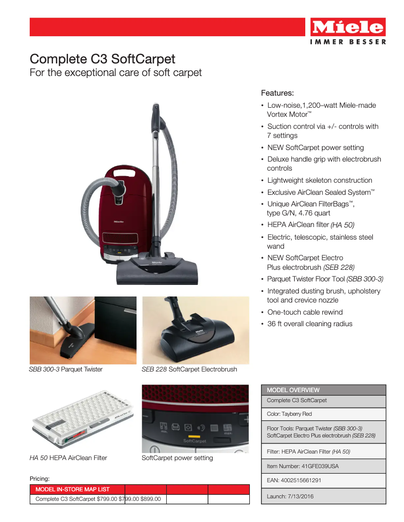 Page 1 de la notice Manuel utilisateur Miele Complete C3 SoftCarpet