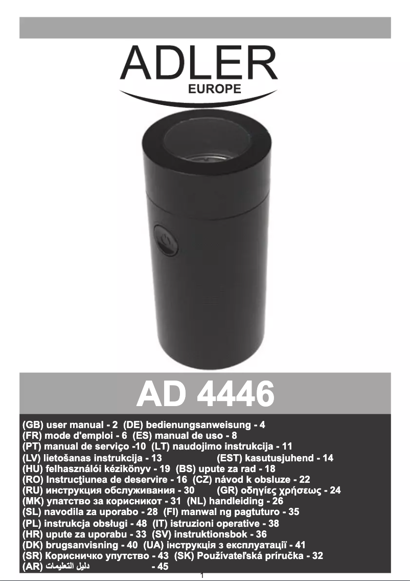 Page 1 de la notice Manuel utilisateur Adler AD 4446
