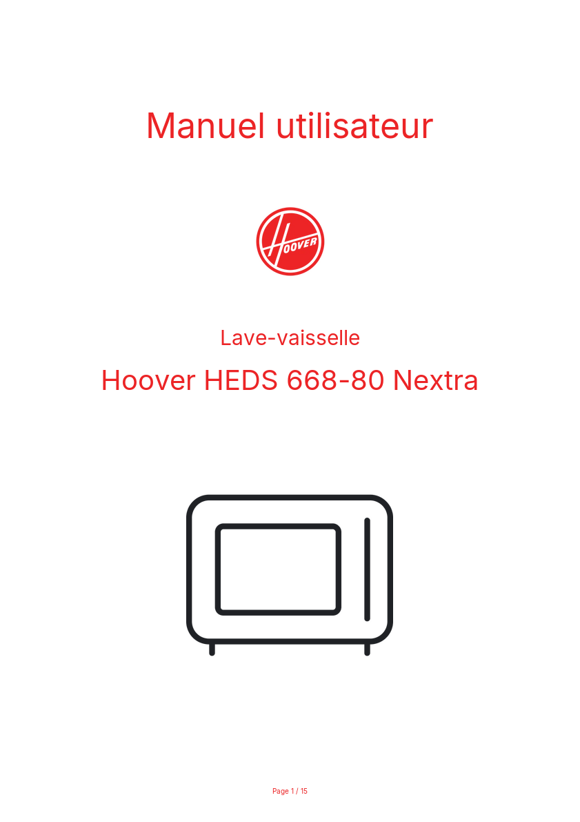 Page n°1 - Manuel utilisateur Hoover HEDS 668-80 Nextra