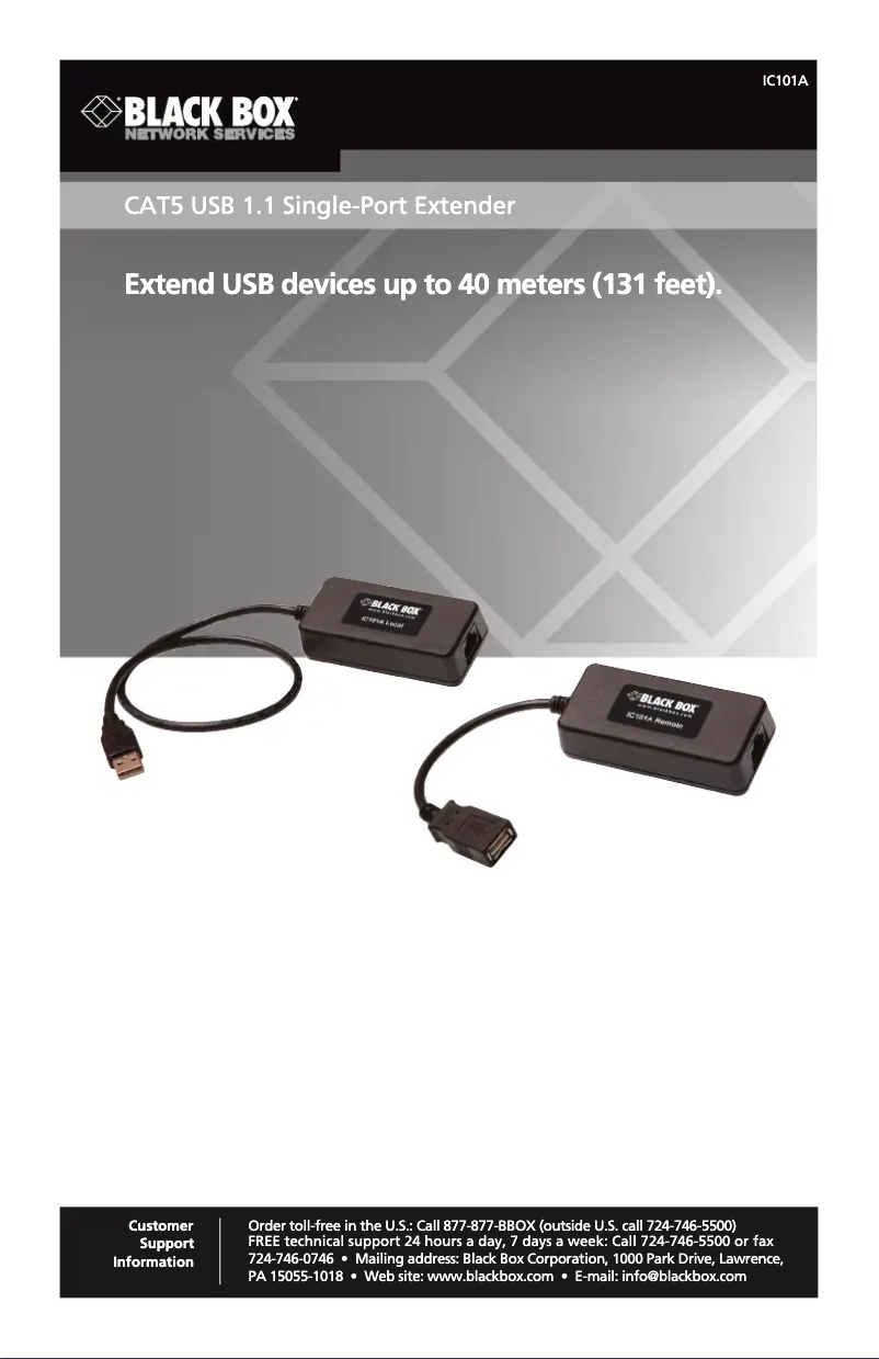 Page 1 de la notice Manuel utilisateur Black Box IC101A