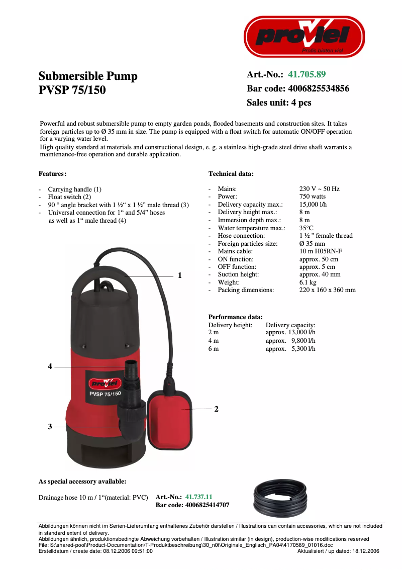 Page 1 de la notice Manuel utilisateur Proviel PVSP 75/150