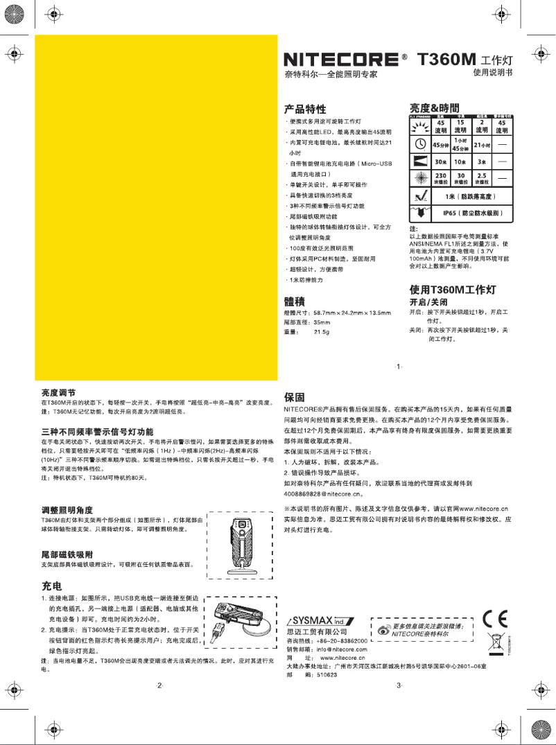 Página 1 del manual Manual de usuario Nitecore T360M