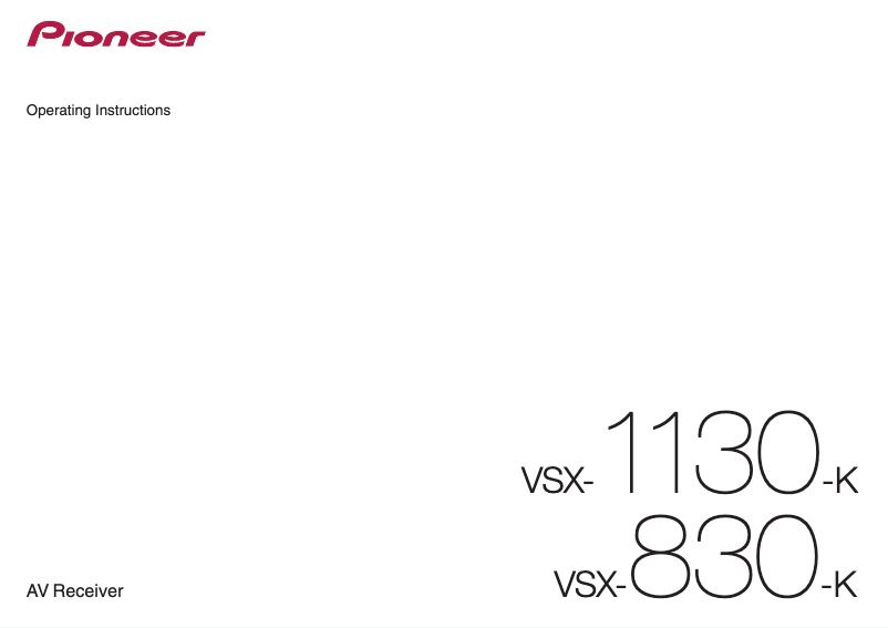 Page n°1 - Manuel utilisateur Pioneer VSX-1130-K