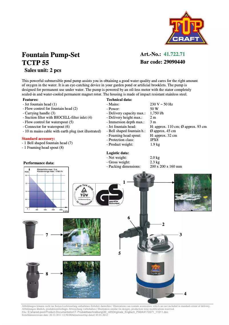 Page n°1 - Manuel utilisateur Topcraft TCTP 55