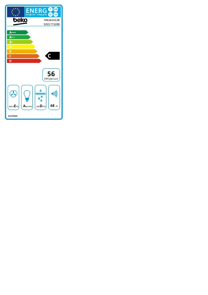 Page 1 de la notice Label énergétique Beko HNU61422B