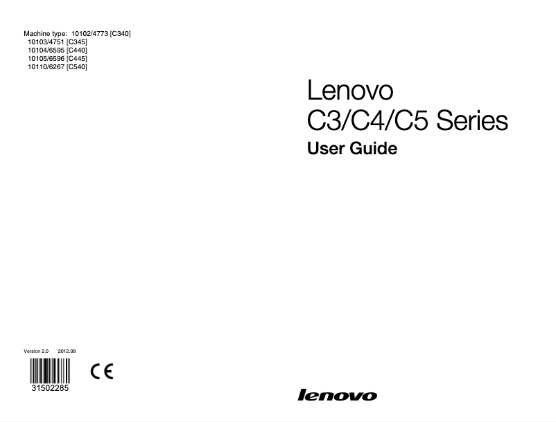 Page n°1 - Manuel utilisateur Lenovo C345
