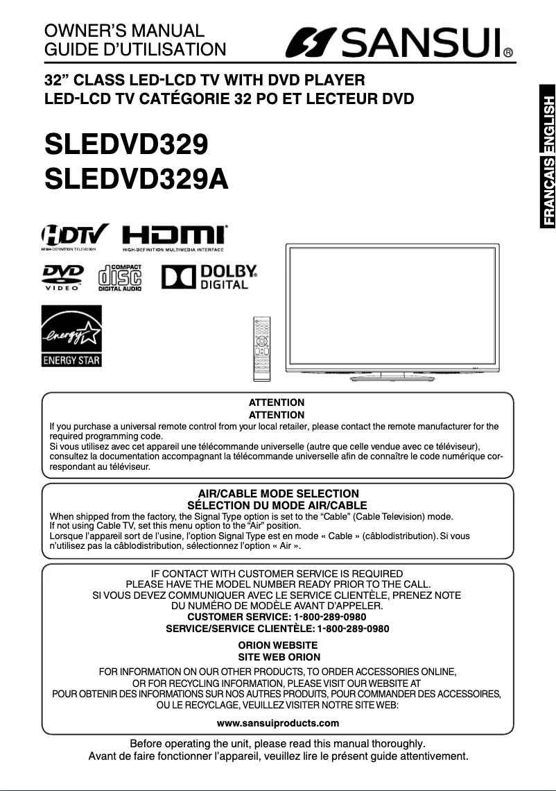 Image de la première page du manuel de l'appareil SLEDVD329