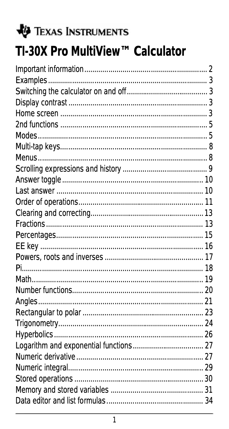 Page n°1 - Manuel utilisateur Texas Instruments TI-30X Pro MultiView