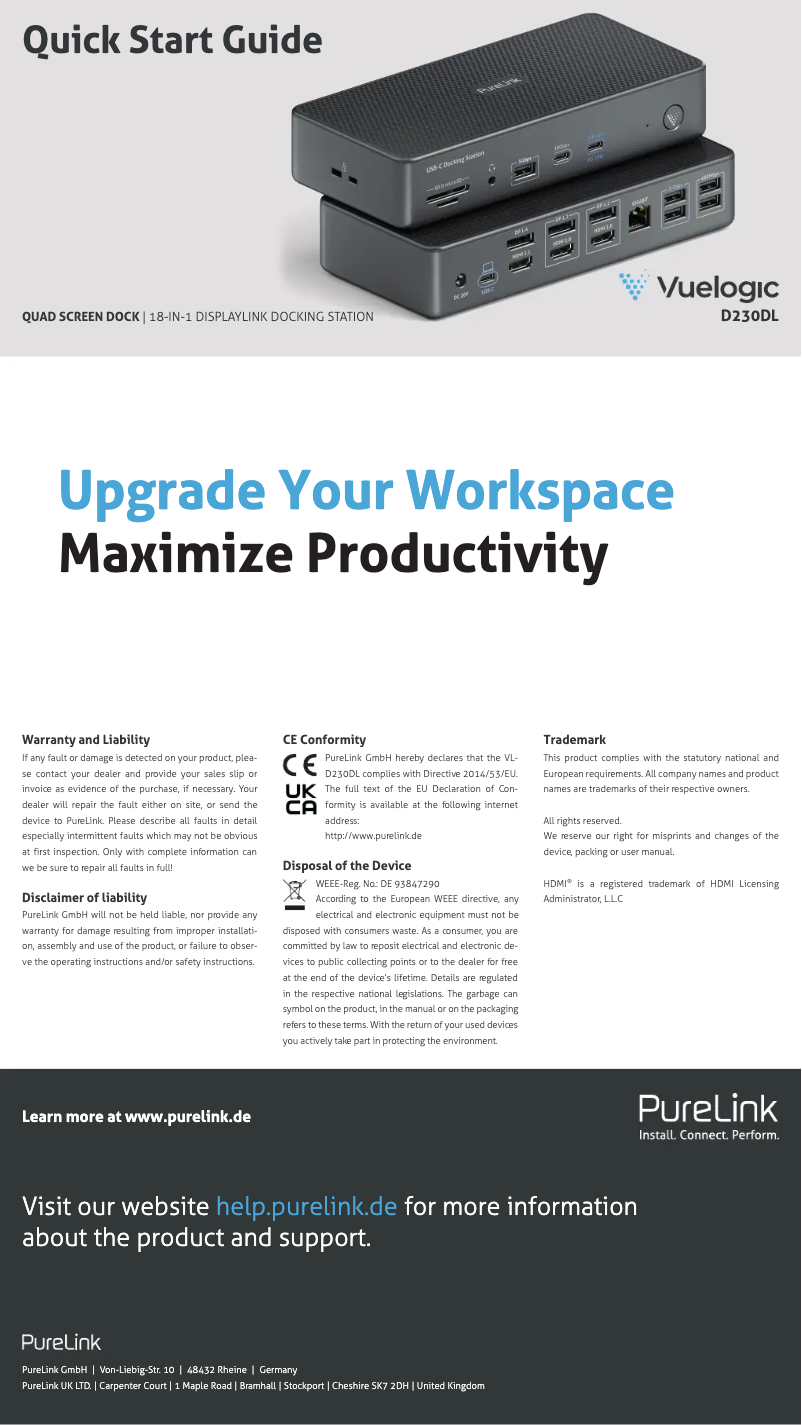 Image de la première page du manuel de l'appareil D230DL