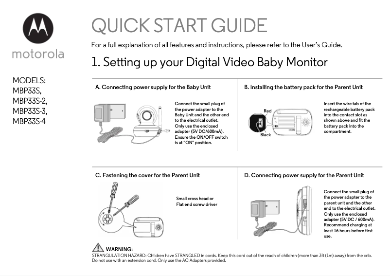 Page 1 de la notice Manuel utilisateur Motorola MBP33S-3