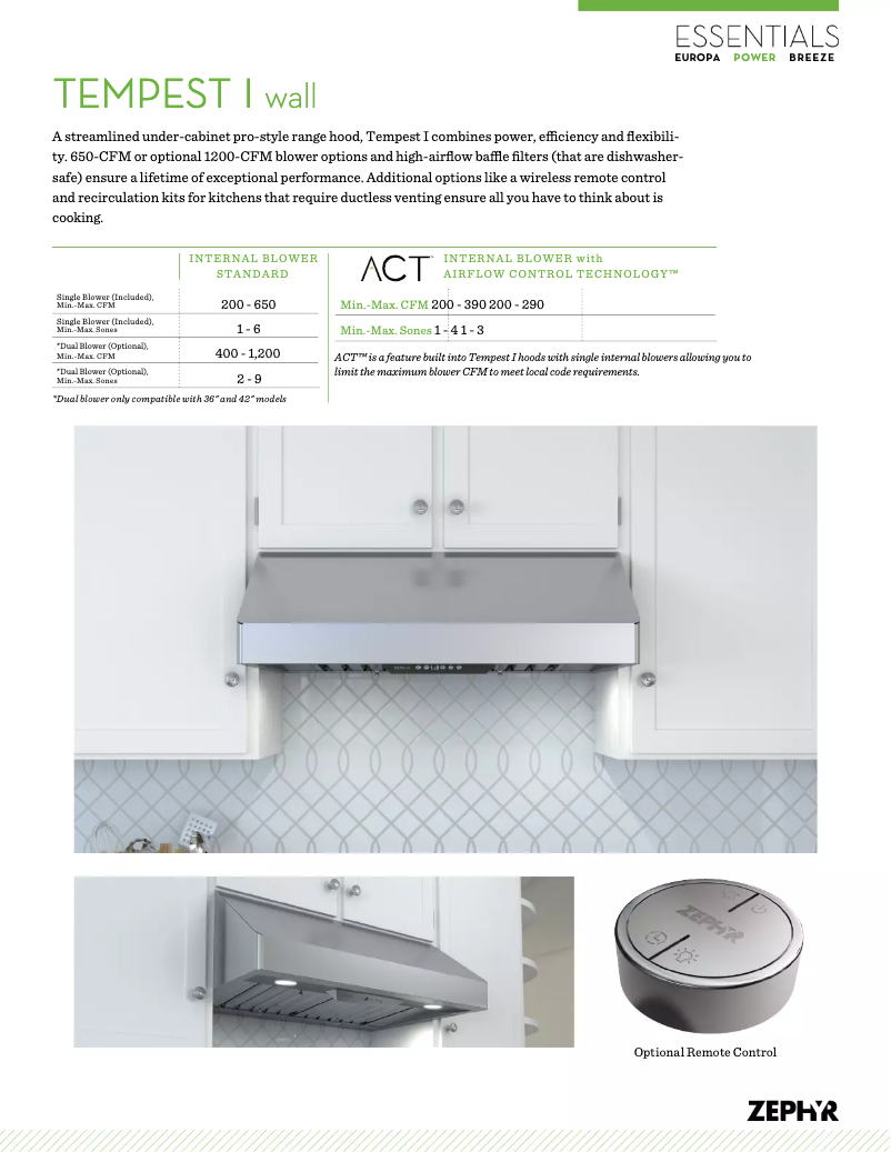 Page n°1 - Fiche technique Zephyr AK7000BS