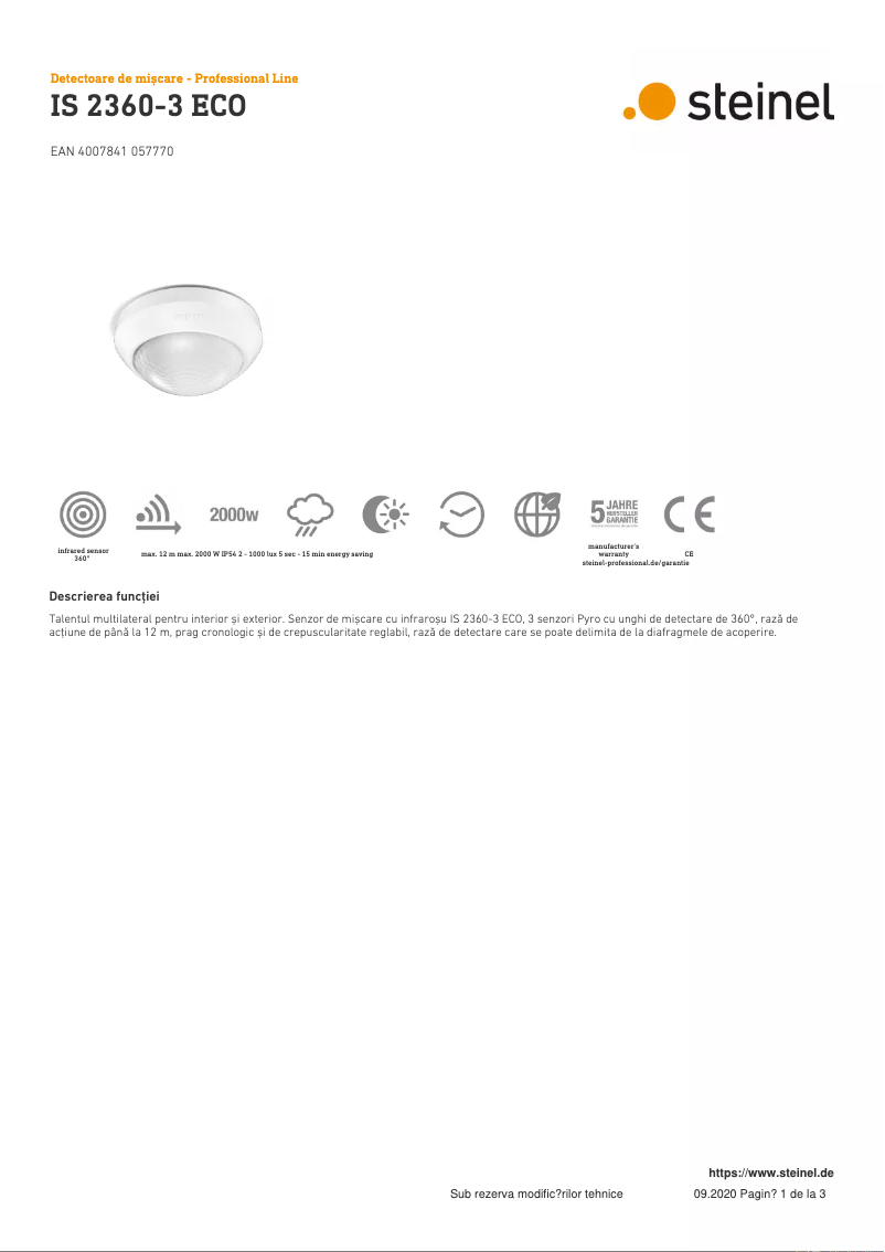 Image de la première page du manuel de l'appareil IS 2360