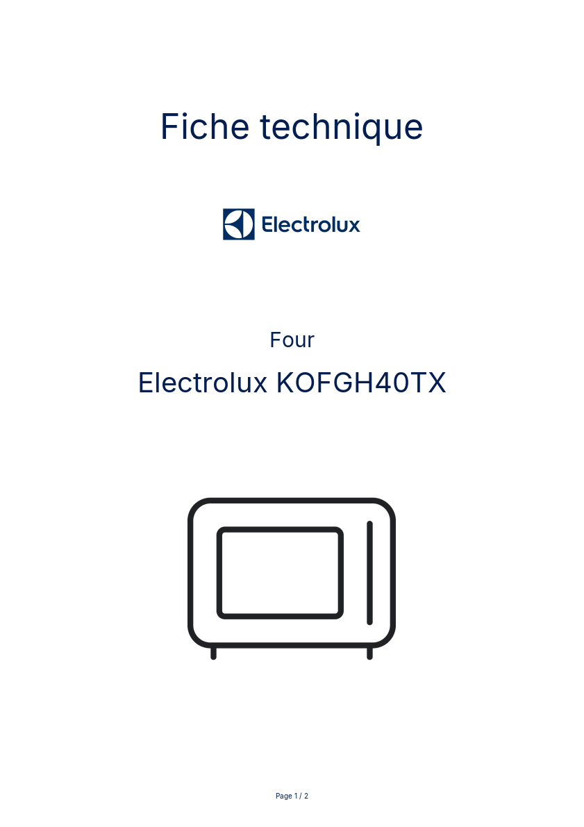 Page n°1 - Fiche technique Electrolux KOFGH40TX