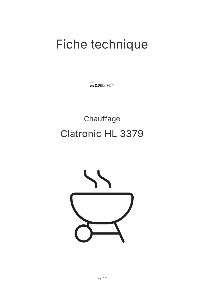 Page n°1 - Fiche technique Clatronic HL 3379