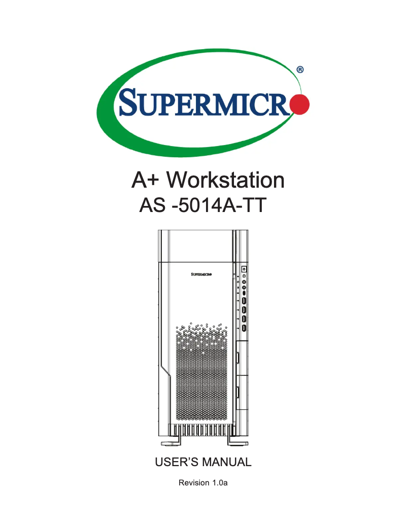 Page 1 de la notice Manuel utilisateur Supermicro A+ SuperWorkstation 5014A-TT