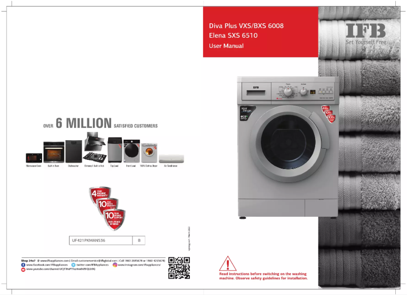 Page 1 de la notice Manuel utilisateur IFB Diva Plus VXS 6008