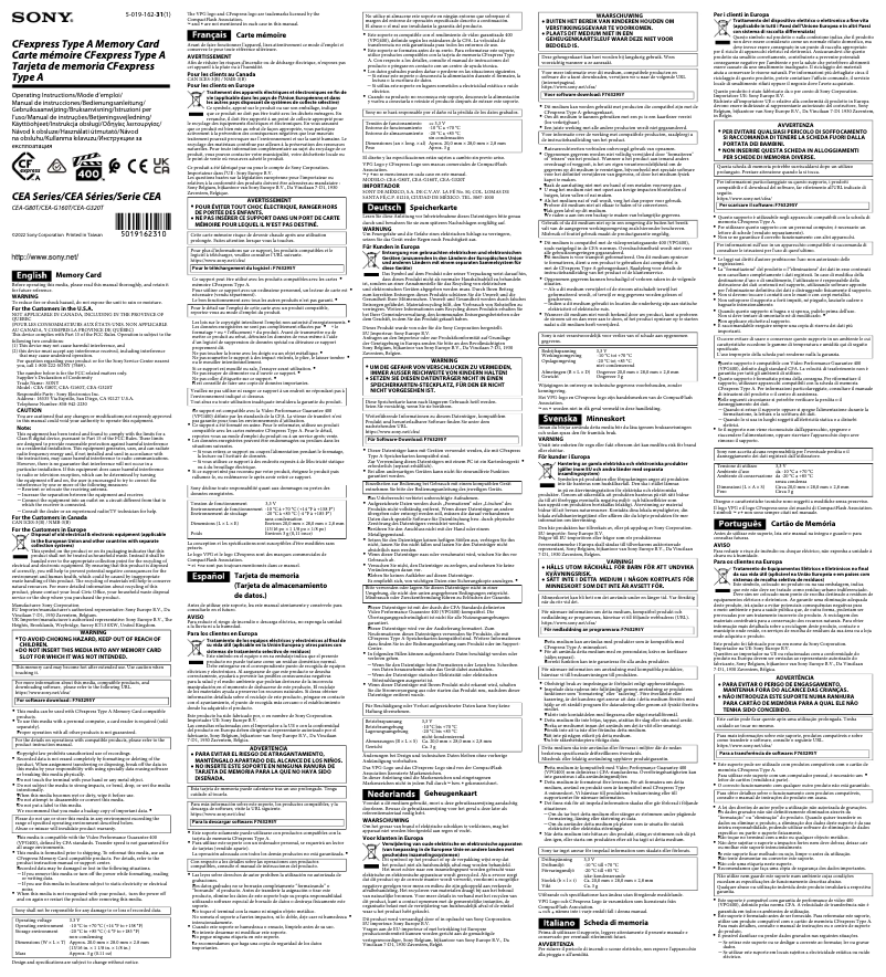 Image de la première page du manuel de l'appareil CEA-G320T