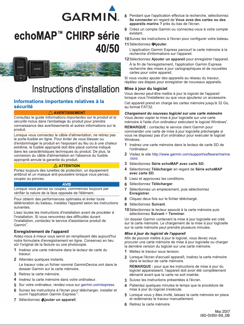 Page 1 de la notice Guide d'installation Garmin echoMAP CHIRP 55dv