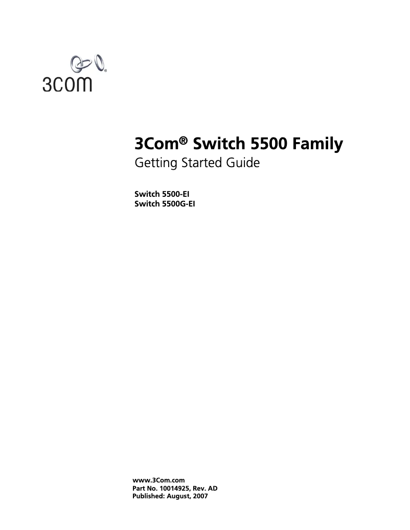 Image de la première page du manuel de l'appareil 3Com Switch 5500