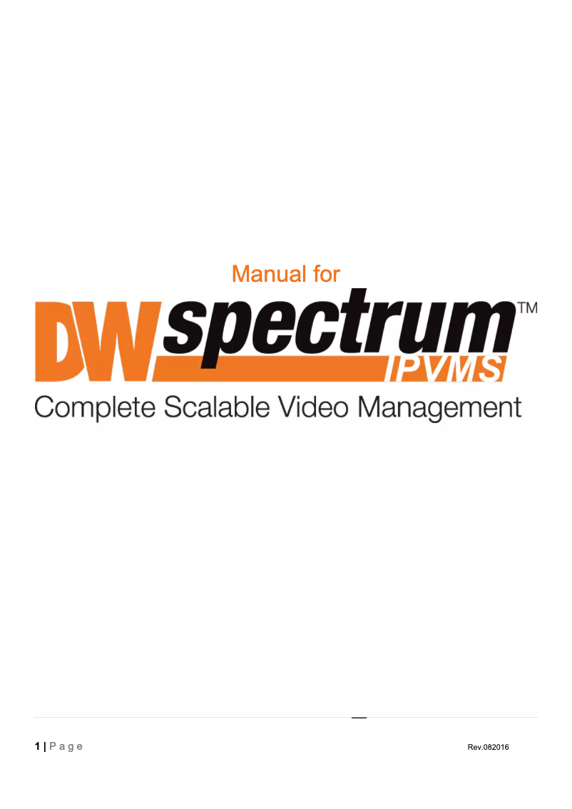 Image de la première page du manuel de l'appareil Spectrum IPVMS DW-SPECTRUMLSC020
