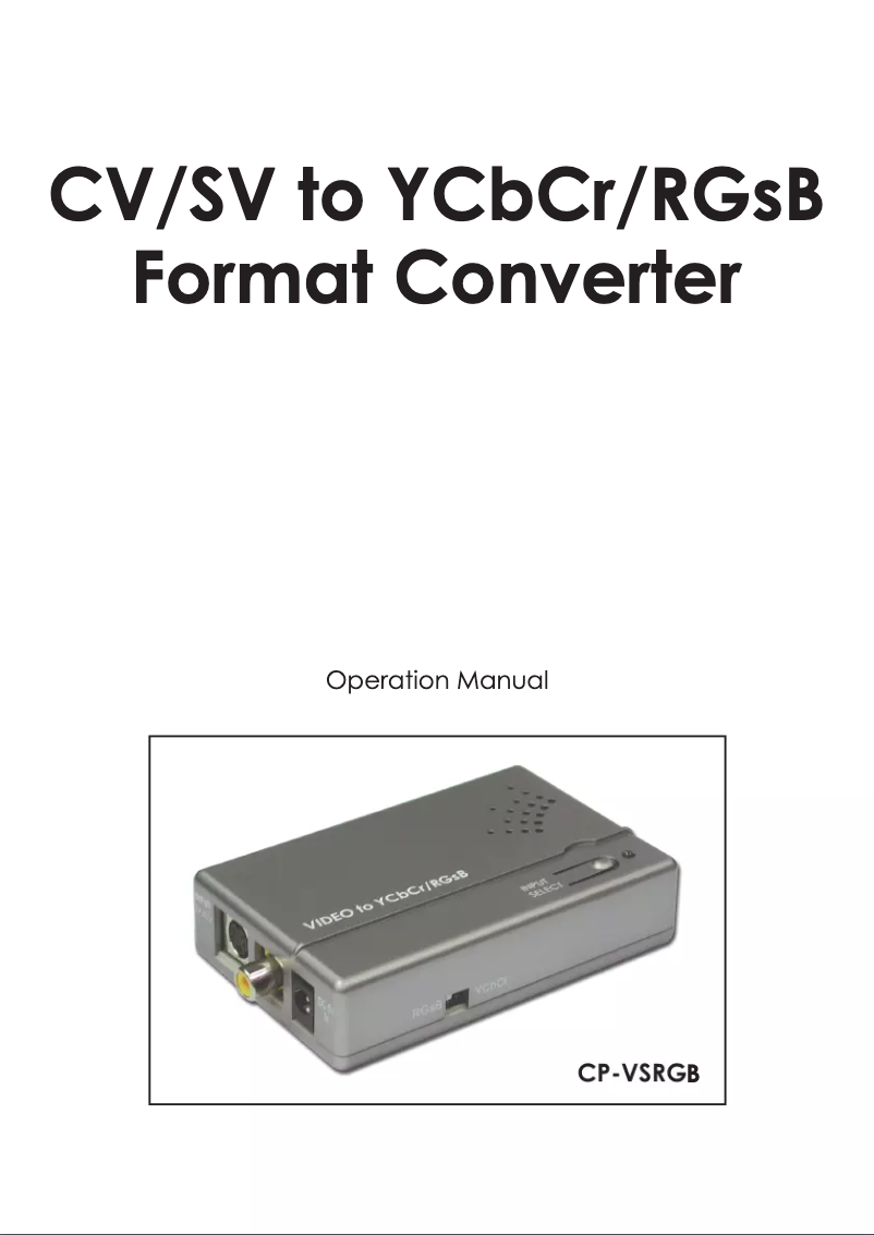 Image de la première page du manuel de l'appareil CP-VSRGB