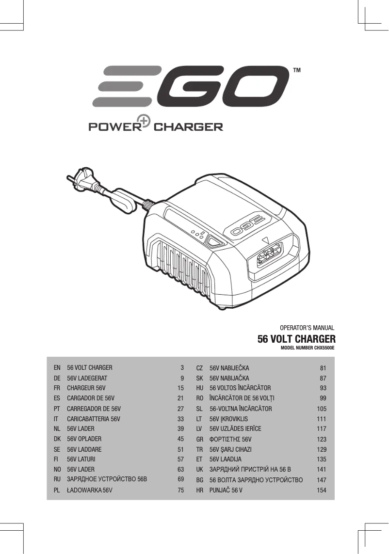 Page n°1 - Manuel utilisateur EGO CHX5500