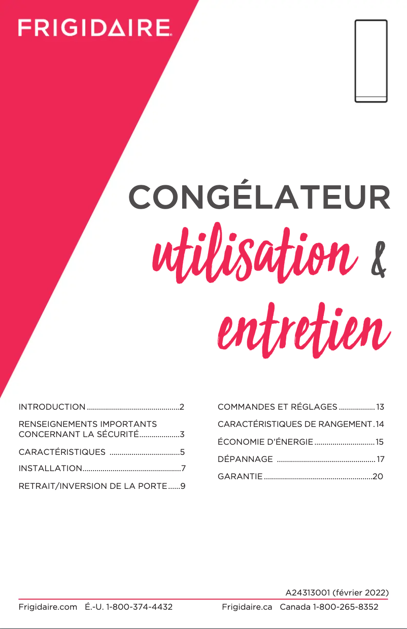 Image de la première page du manuel de l'appareil FFFU18F2VW