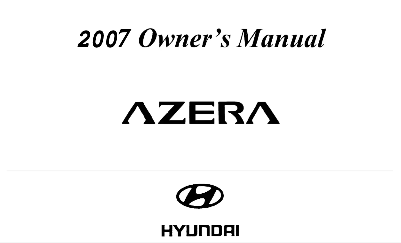First page image of the manual for Azera (2007)