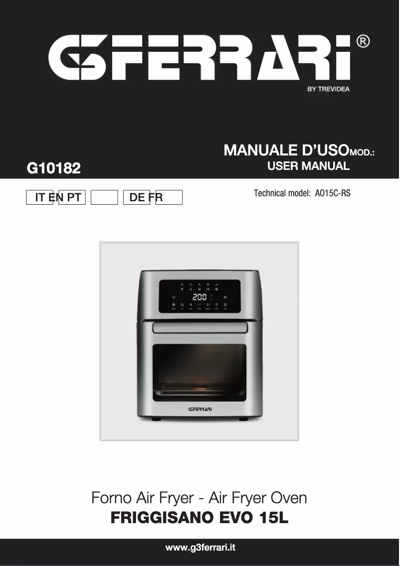 Page n°1 - Manuel utilisateur G3 Ferrari Friggisano EVO 15L G10182