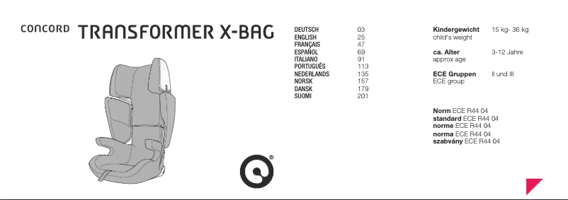 Page n°1 - Manuel utilisateur Concord Transformer X-Bag